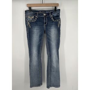 Grace in LA Jeans Women's Size 29 Bootcut Blue Denim Embroidered Bling Western